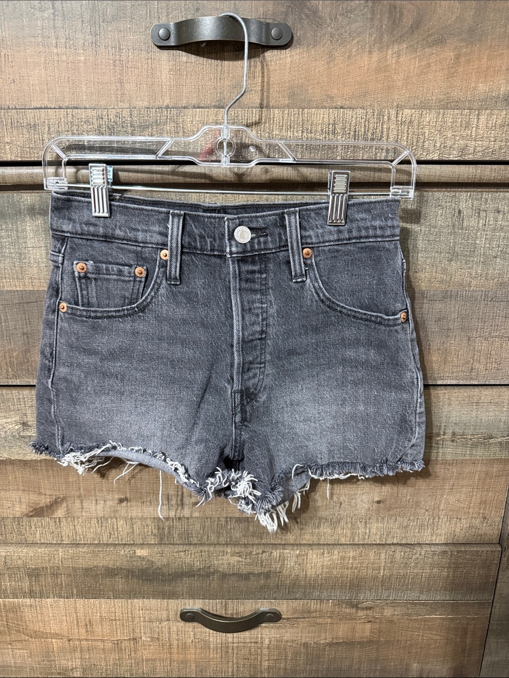 Levi’s High-Rise Black Denim Shorts